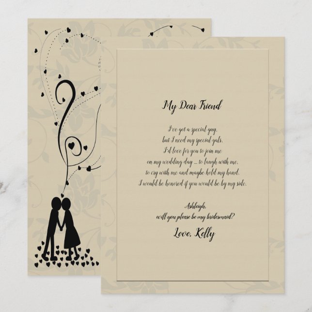 Modern Elegant Romantic will be my bridesmaid Invitation (Front/Back)