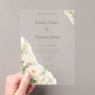 Modern Elegant Rose Acrylic Invitations