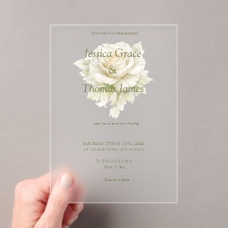Modern Elegant Rose Acrylic Invitations