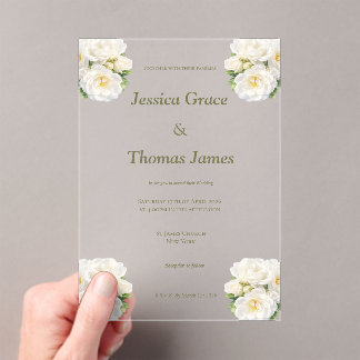 Modern Elegant Rose Acrylic Invitations