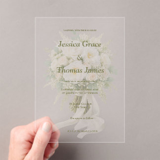 Modern Elegant Rose Acrylic Invitations