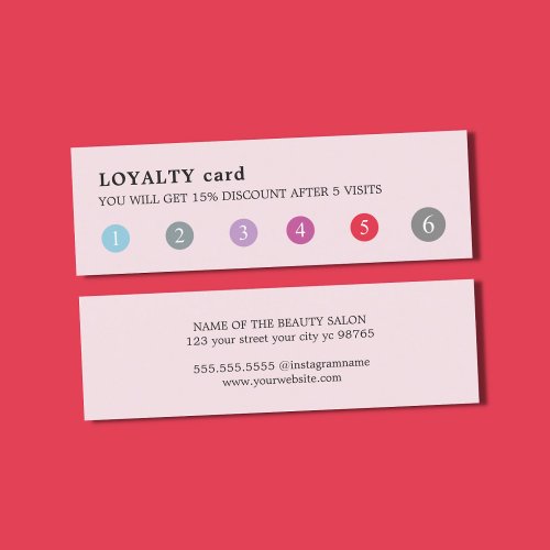 Modern Elegant Rose Colorful Punch Beauty Salon Loyalty Card