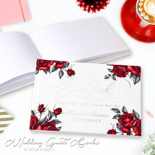 Modern Elegant Rose Floral Wedding Foil Guest Book