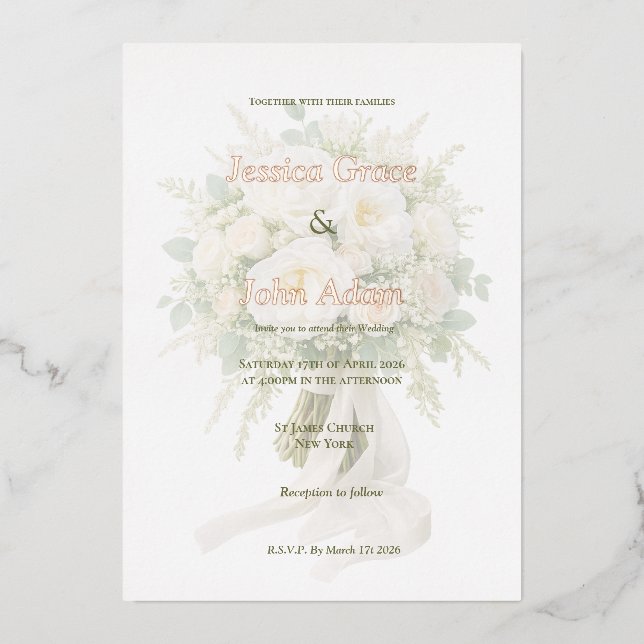 Modern Elegant Rose  Foil Invitation (Front)