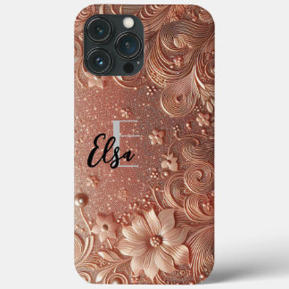 Modern elegant rose gold and florals3 iPhone 13 pro max case
