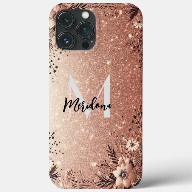 Modern elegant rose gold and florals Case-Mate iPhone case (Back)