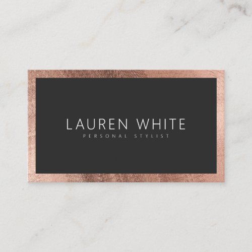 Modern elegant rose gold black rounded minimalist business card