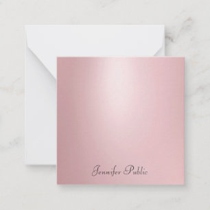 Modern Elegant Rose Gold Calligraphed Name Script Note Card