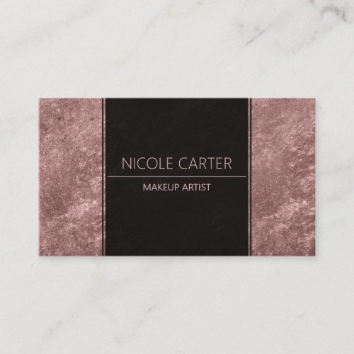 Modern elegant rose gold chic black business card