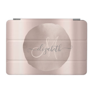 Modern Elegant Rose Gold Circle Monogram iPad Mini Cover