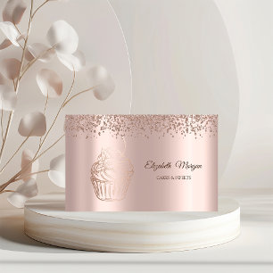 Modern Elegant Rose Gold Cupcake,Sweets,Bakery Business Card