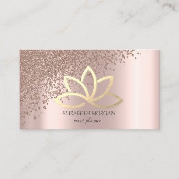 Modern Elegant Rose Gold Diamonds Gold Lotus  Business Card by Biglibigli at Zazzle