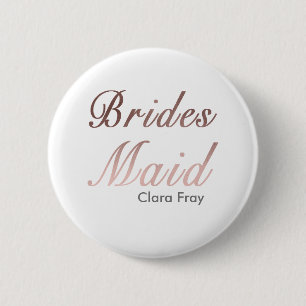 modern elegant rose gold faux bridesmaid button