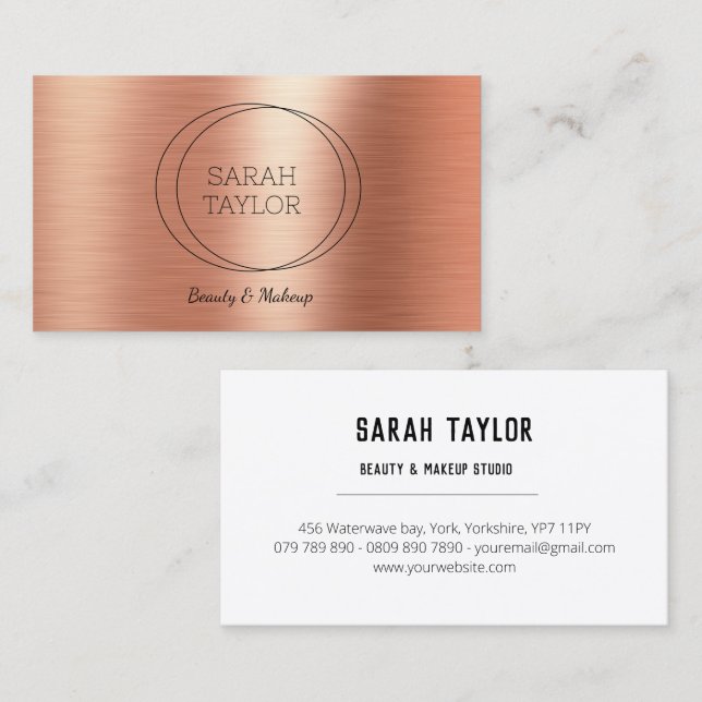Modern Elegant Rose Gold Foil Custom  Business Card (Front/Back)