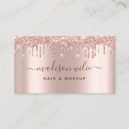 Modern Elegant Rose Gold Glitter Beauty Salon Busi Business Card