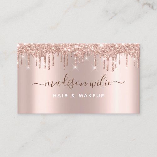 Modern Elegant Rose Gold Glitter Beauty Salon Business Card
