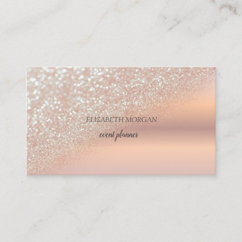 Modern Elegant Rose Gold Glitter Bokeh Ombre Business Card