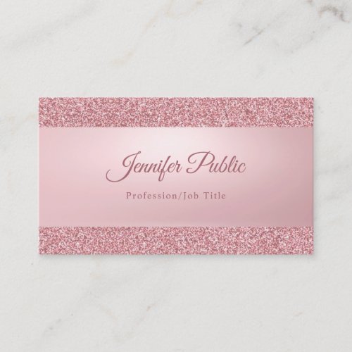 Modern Elegant Rose Gold Glitter Handwritten Name Business Card