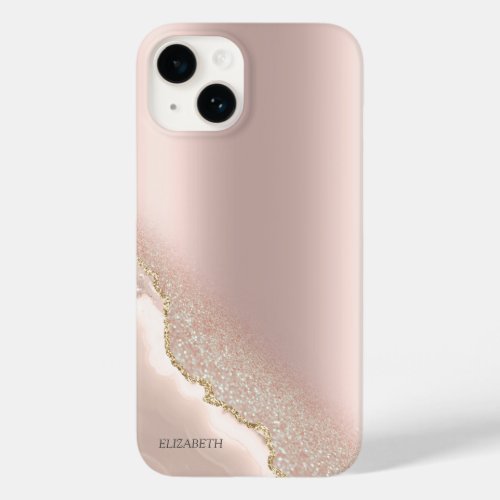 Modern Elegant Rose Gold Glitter Marble   Case_Mate iPhone 14 Case