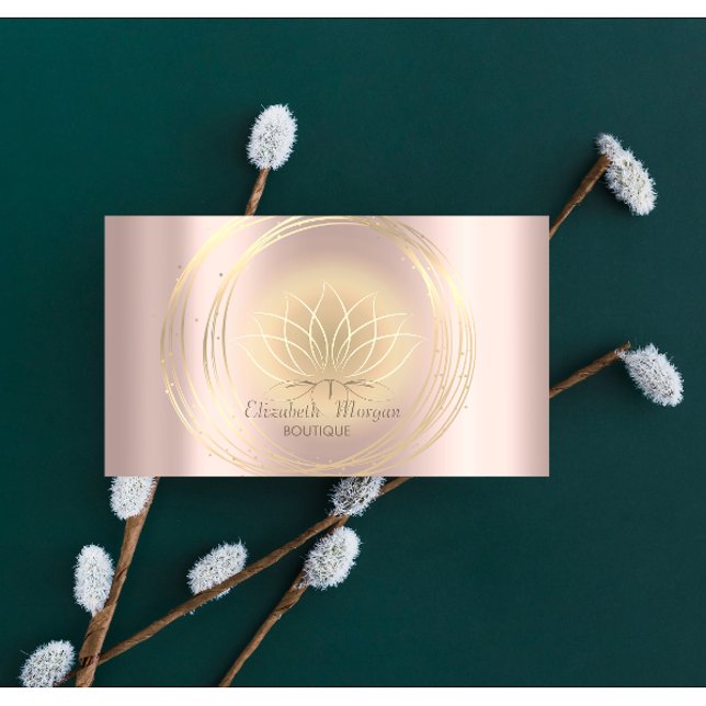 Modern Elegant Rose Gold ,Gold Circles Lotus Business Card (Creator Uploaded)