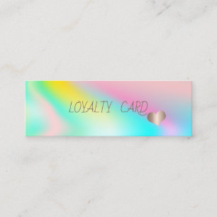 Modern Elegant Rose Gold Hearts, Holographic Loyalty Card