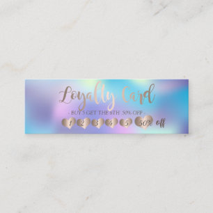 Modern Elegant Rose Gold Hearts,Holographic Loyalty Card
