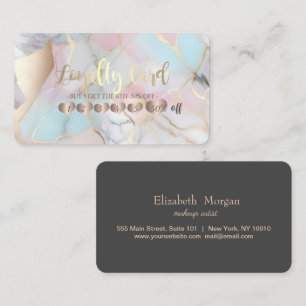 Modern Elegant Rose Gold Hearts Opal Stone Loyalty Card