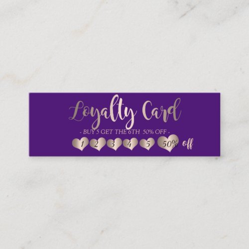 Modern Elegant Rose Gold HeartsViolet Loyalty Card