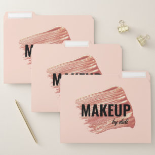 Modern elegant rose gold lipstick stroke makeup file folder