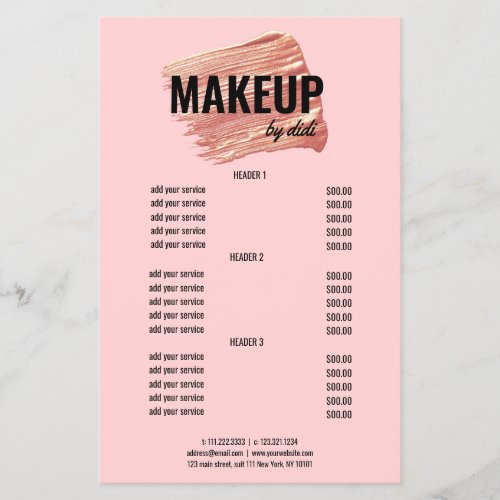 Modern elegant rose gold lipstick stroke makeup flyer