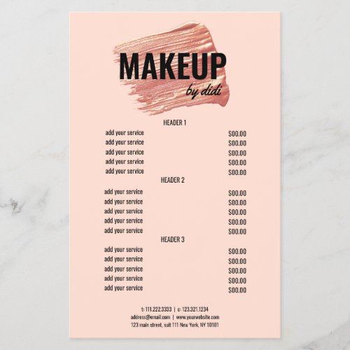 Modern elegant rose gold lipstick stroke makeup flyer