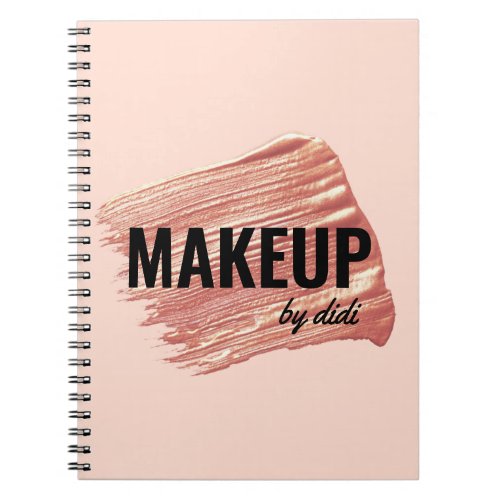 Modern elegant rose gold lipstick stroke makeup notebook