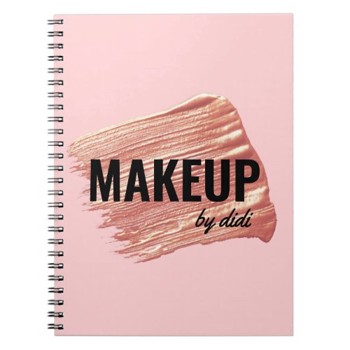 Modern elegant rose gold lipstick stroke makeup notebook