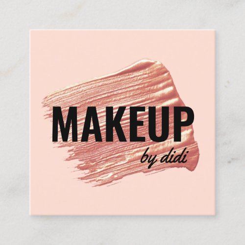 Modern elegant rose gold lipstick stroke makeup square business card