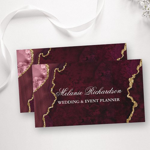  Modern Elegant Rose Gold Marble Agate Geode Business Card