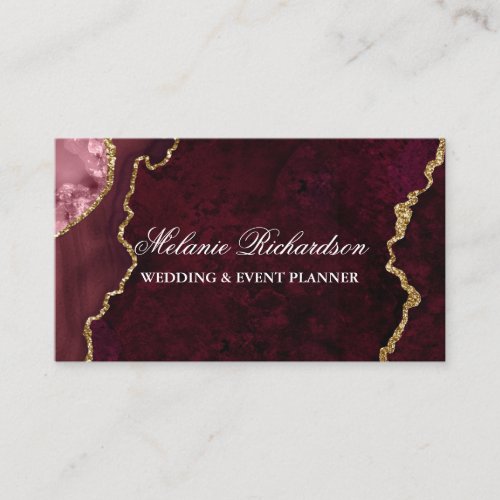 Modern Elegant Rose Gold Marble Agate Geode Business Card