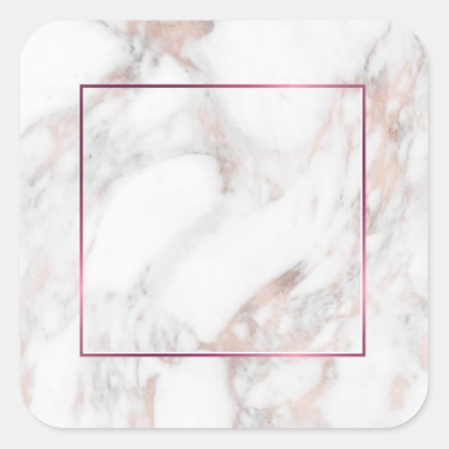 Modern Elegant Rose Gold Marble Blank Template Square Sticker