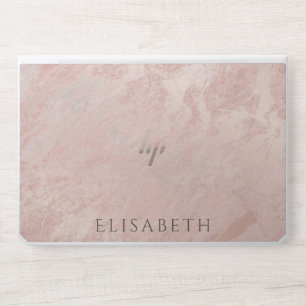Modern  elegant rose gold marble personalized HP laptop skin