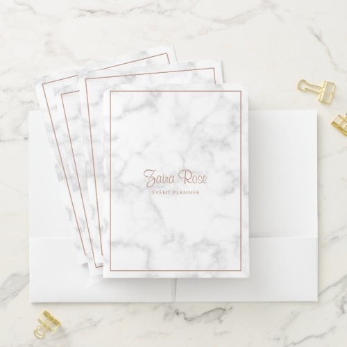 Modern Elegant Rose Gold Marble Pocket Folder