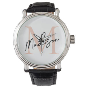 Modern Elegant Rose Gold Personalized Monogram Watch