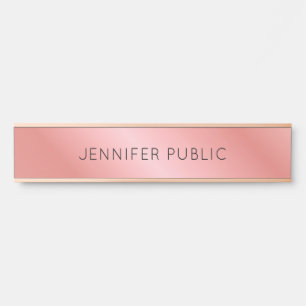 Modern Elegant Rose Gold Personalized Template Door Sign