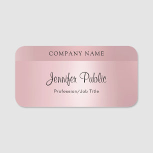 Modern Elegant Rose Gold Typography Template Name Tag
