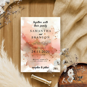 Modern Elegant Rose Gold Watercolor Wedding Invitation