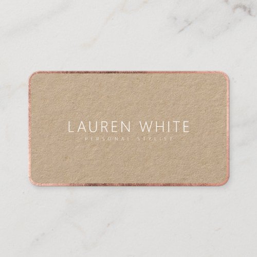Modern elegant rose gold white minimalist kraft business card