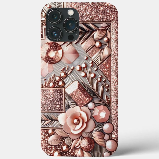 Modern elegant rose gold with floral curve13 Case-Mate iPhone case (Back)