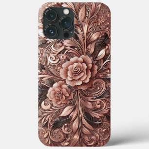 Modern elegant rose gold with floral curve3 iPhone 13 pro max case