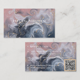 Modern Elegant Rose Pink Gray Marble Agate Geode  Business Card