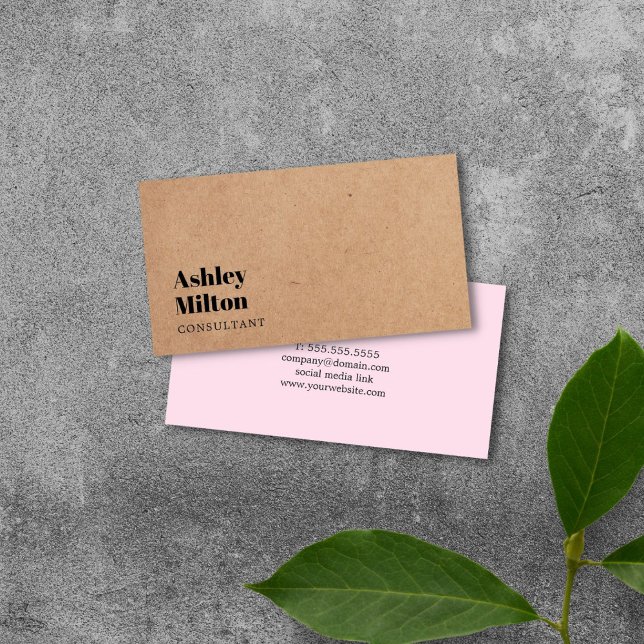 Modern Elegant Rose PRINTED Kraft Paper Consultant Business Card (Creator Uploaded)