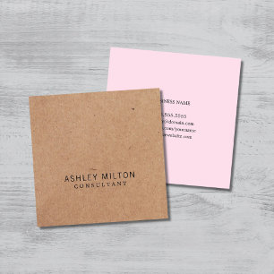Modern Elegant Rose PRINTED Kraft Paper Consultant Square Business Card