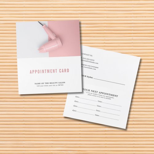 Modern Elegant Rose White Hair Appointment Card